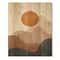 Designart - Abstract Red Moon In Earth Toned Mountains II - Modern Print on Natural Pine Wood
